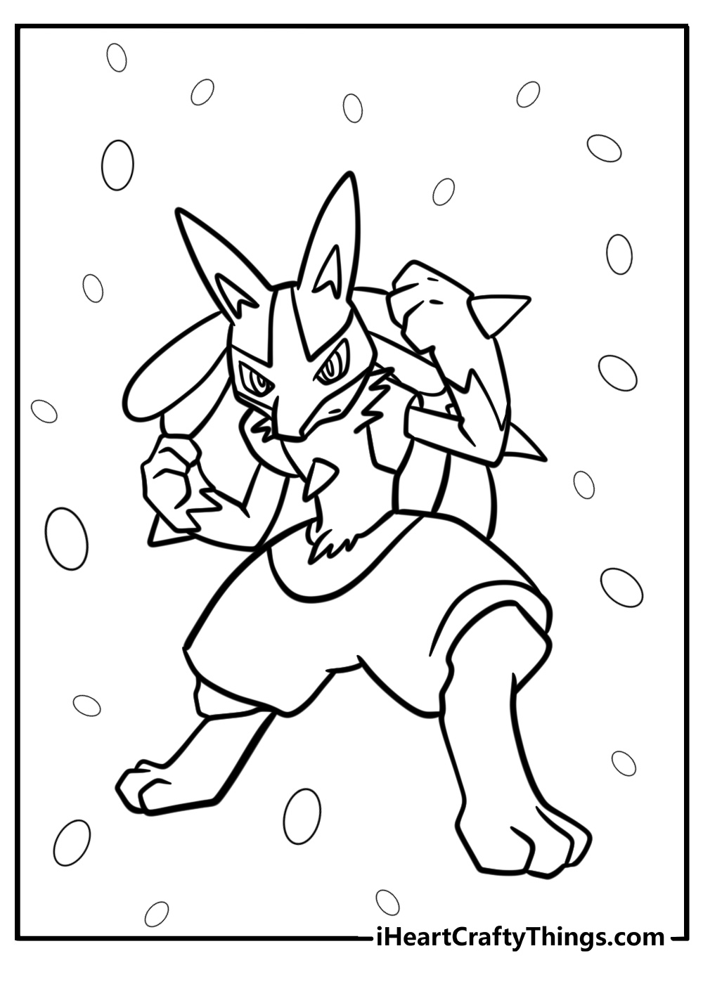 Lucario powering up for battle fun smash bros coloring sheet