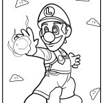 Luigi with fireball attack detailed coloring sheet