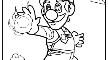 Luigi with fireball attack detailed coloring sheet