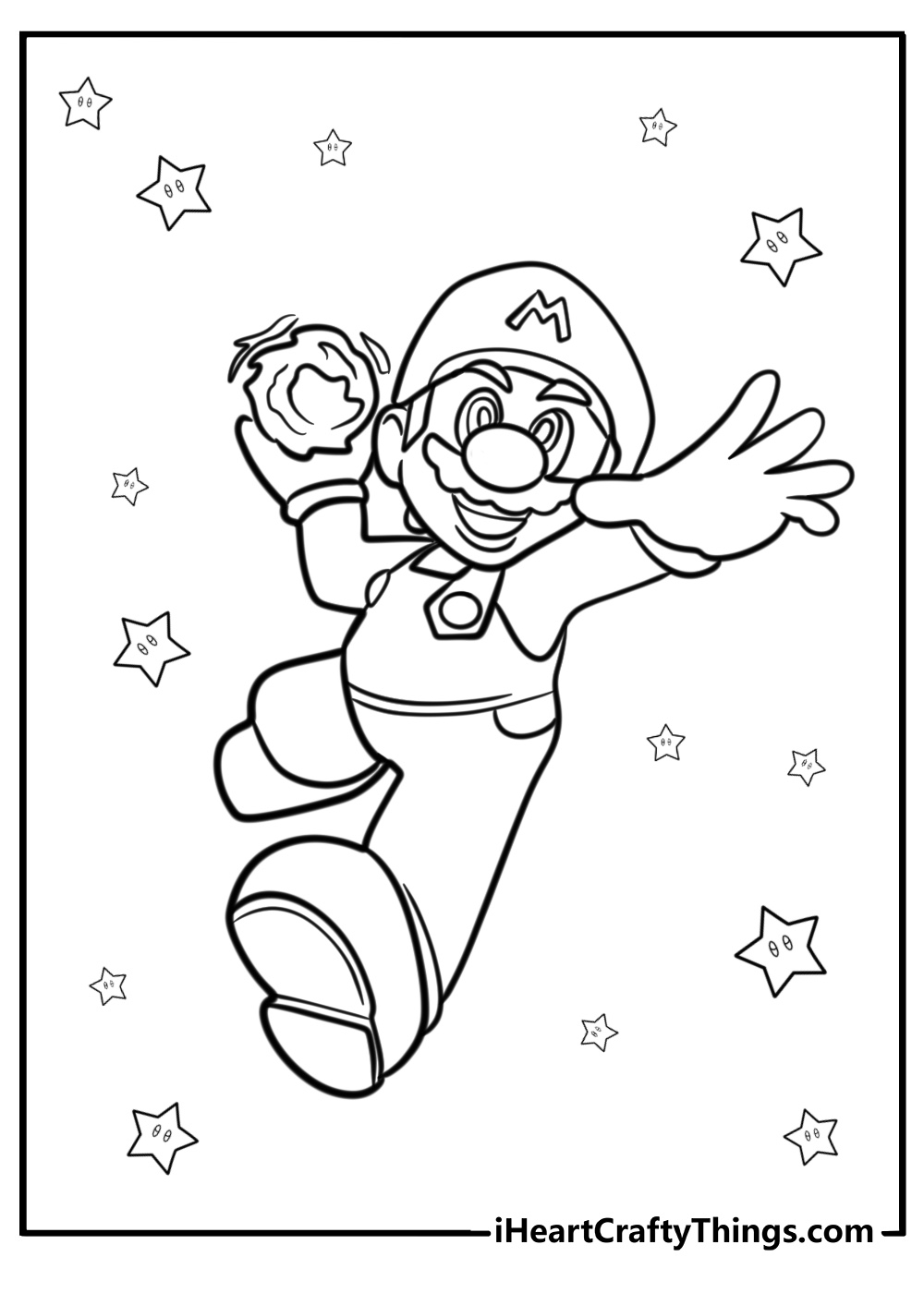 Mario using fireball attack free printable coloring page