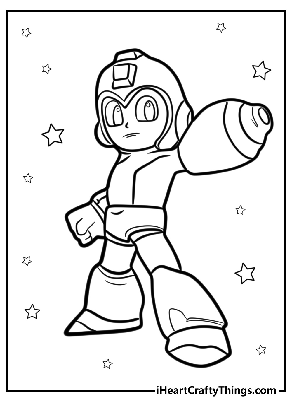 Mega man ready for action coloring page for kids