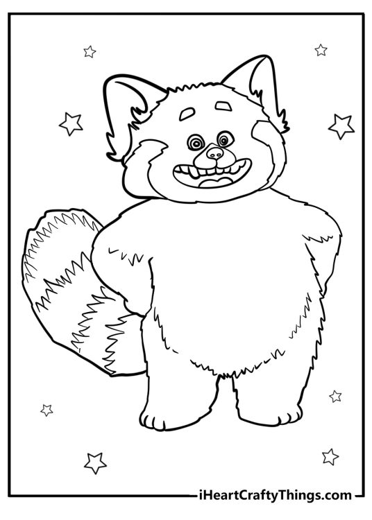 Mei as a red panda coloring page for kids