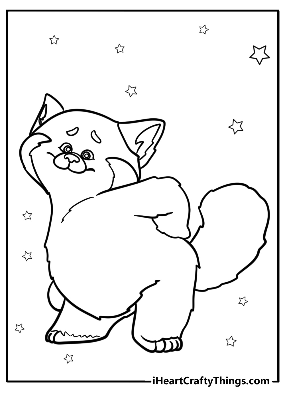 Mei in her panda form feeling excited free coloring page pdf