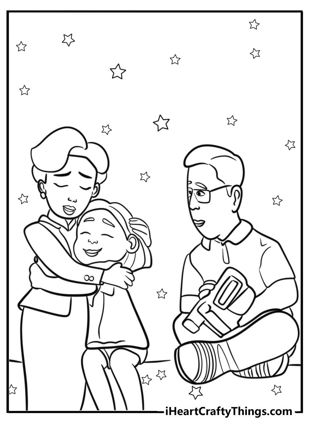 Mei lee and her family together printable coloring page