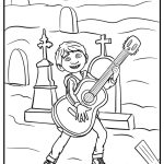 Miguel playing guitar in the cemetery detailed coloring sheet