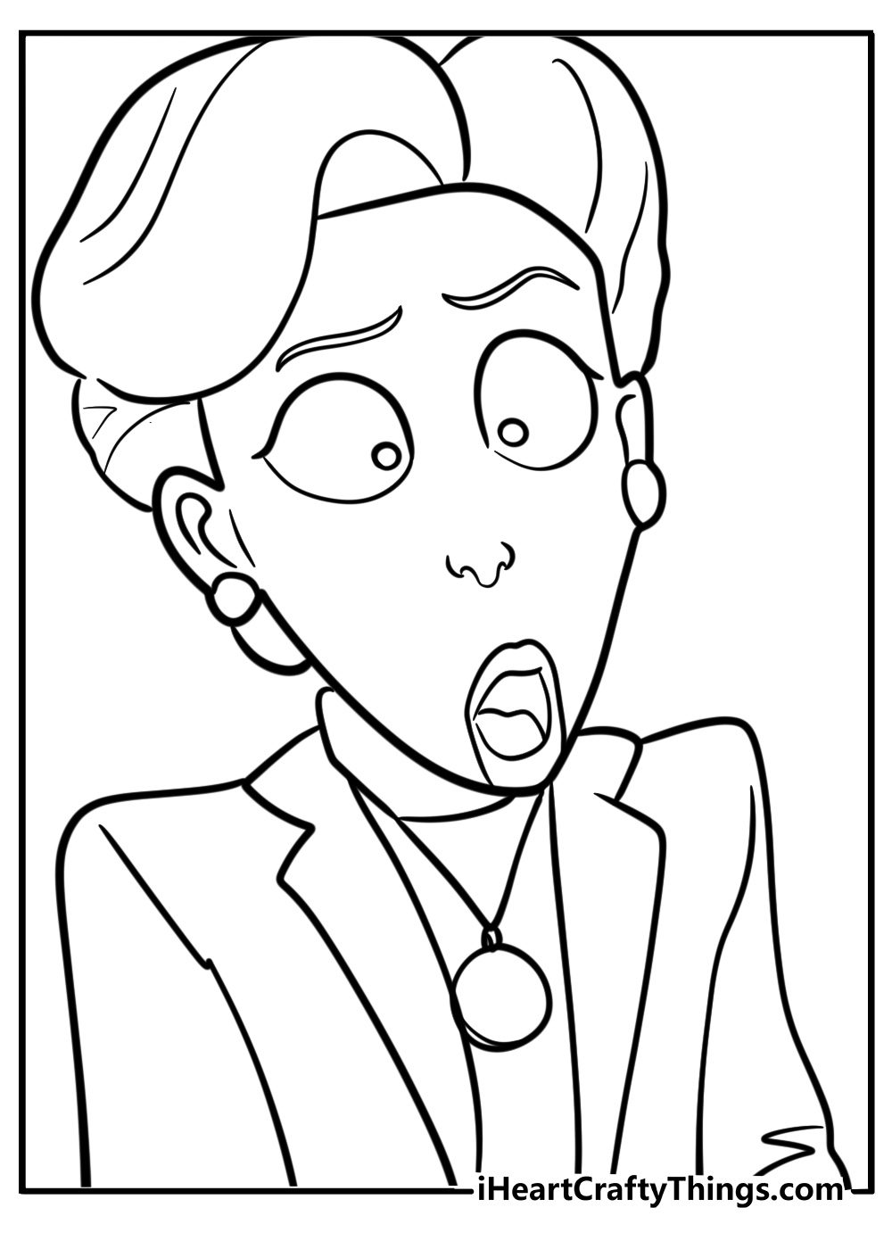 Ming lee with a stern expression coloring page for kids