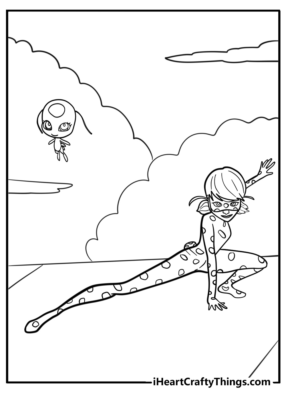 Miraculous ladybug ready for battle fun coloring sheet