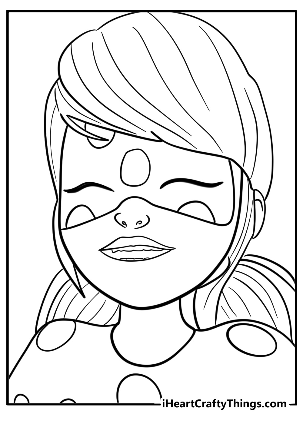 Miraculous ladybug smiling fun coloring sheet for kids