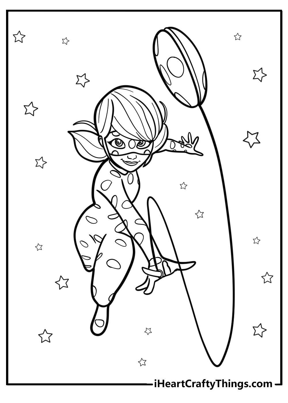 Miraculous ladybug with her yo-yo fun printable coloring sheet