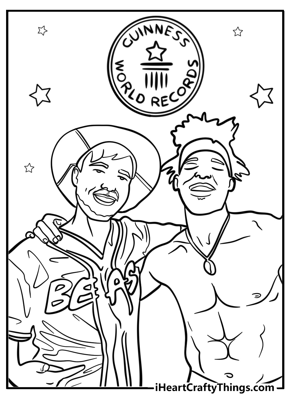 MrBeast breaking a world record free coloring page pdf