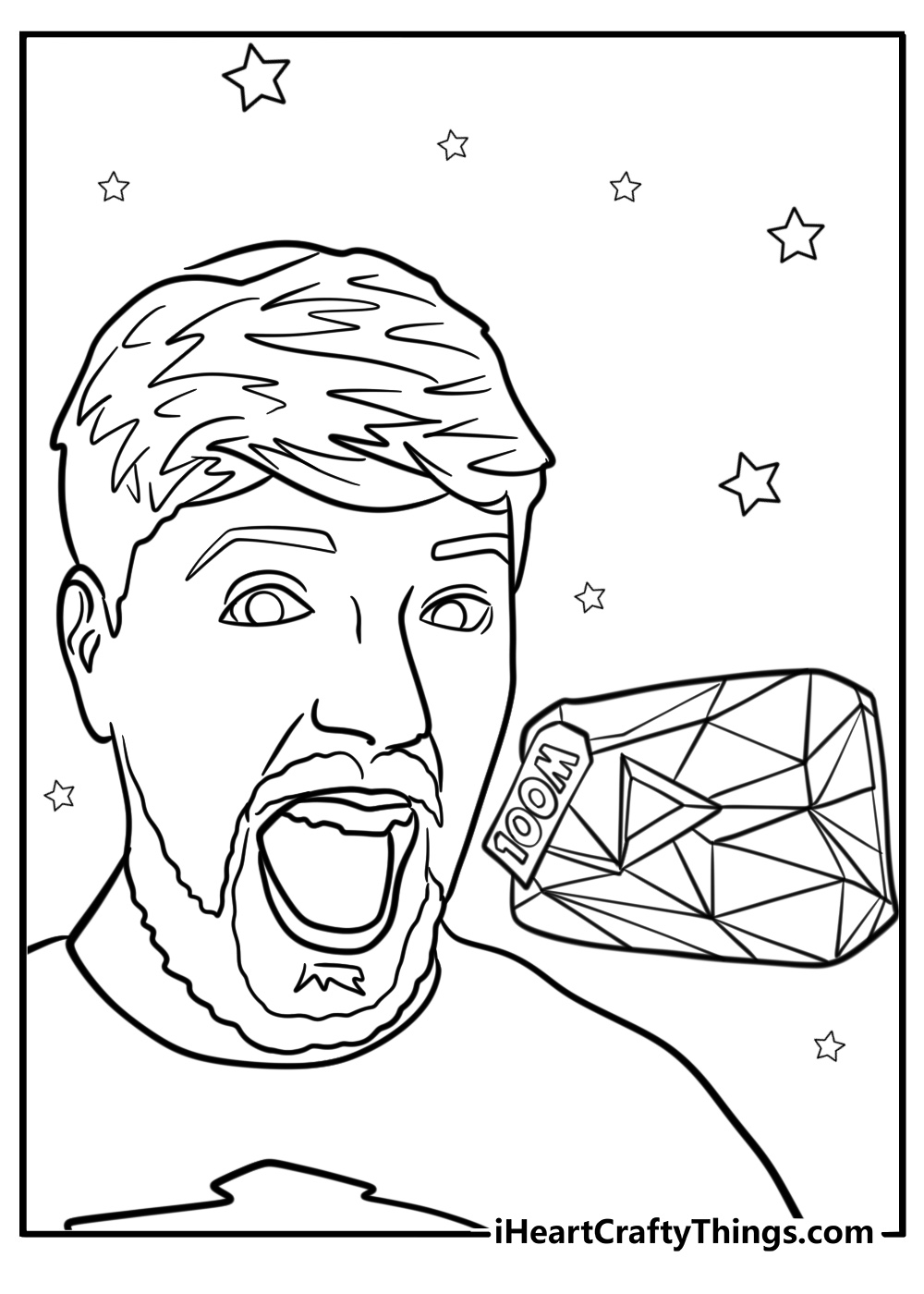 MrBeast celebrating 100 million subscribers fun coloring sheet