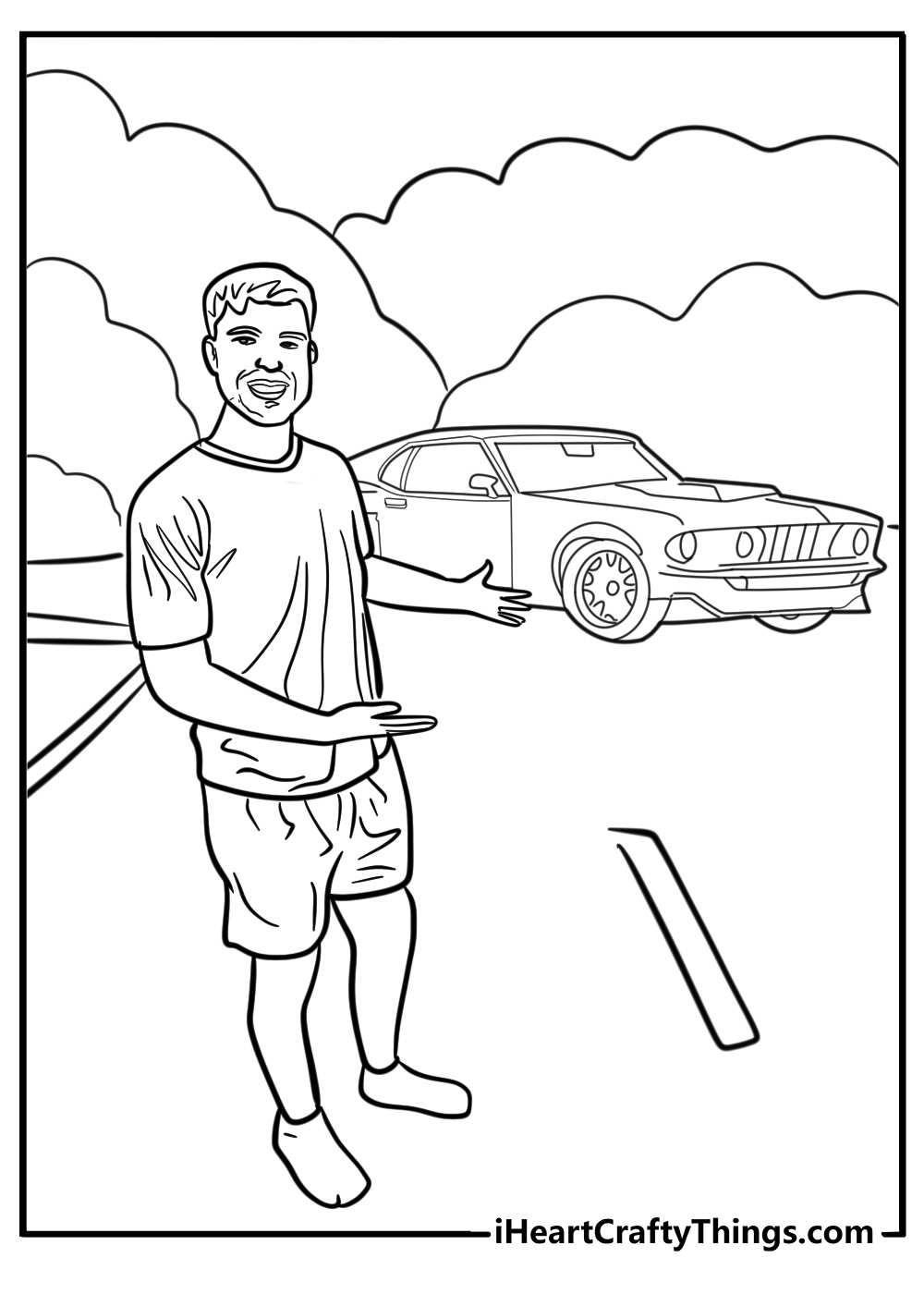 Mrbeast giving away a car free coloring page pdf