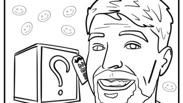 MrBeast giving away prizes fun coloring sheet