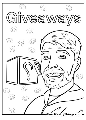 MrBeast giving away prizes fun coloring sheet