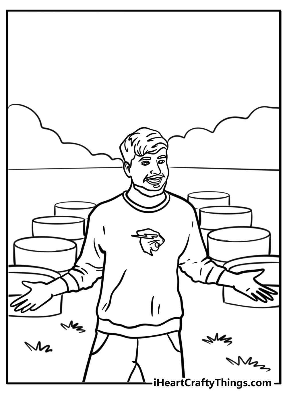 MrBeast in a philanthropy project detailed coloring sheet