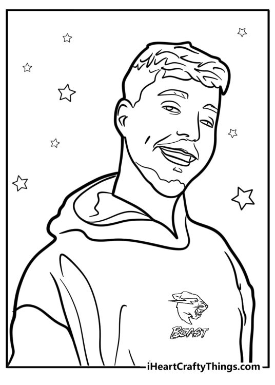 MrBeast in his signature pose detailed coloring sheet