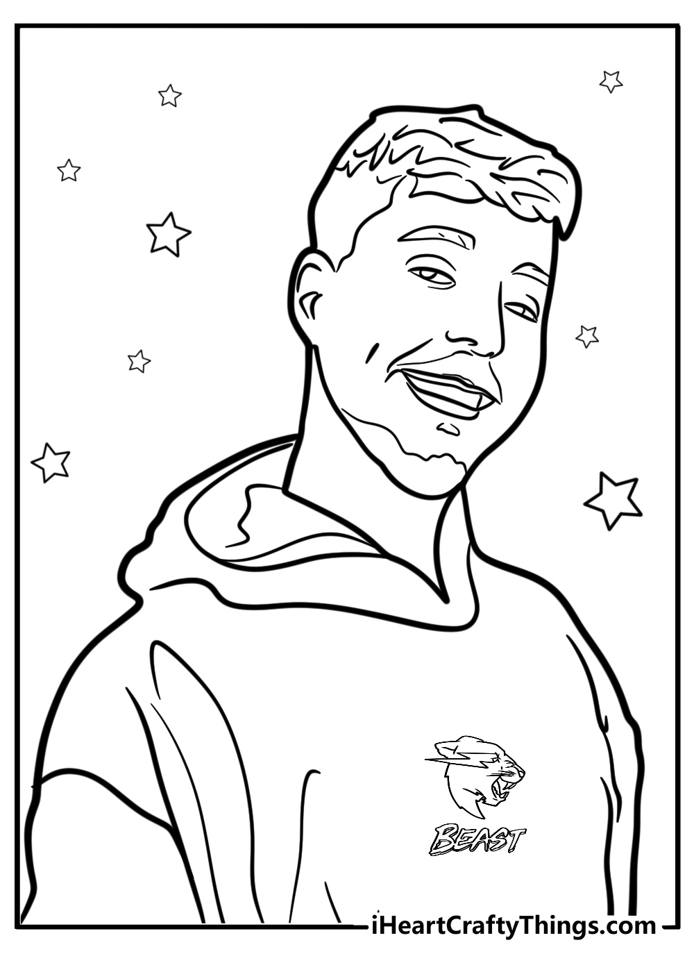 MrBeast in his signature pose detailed coloring sheet