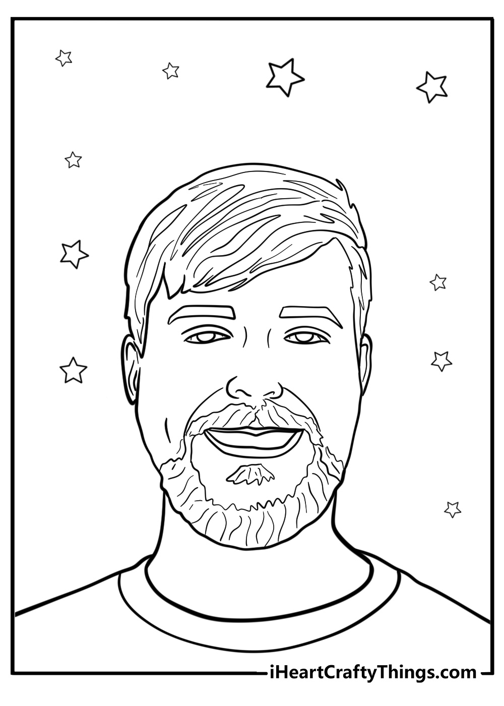 MrBeast with a big smile fun coloring sheet