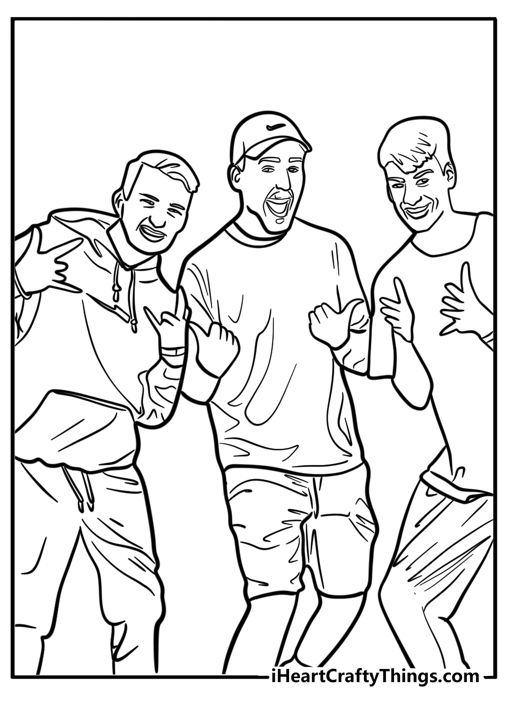 MrBeast with friends in a challenge fun printable coloring sheet