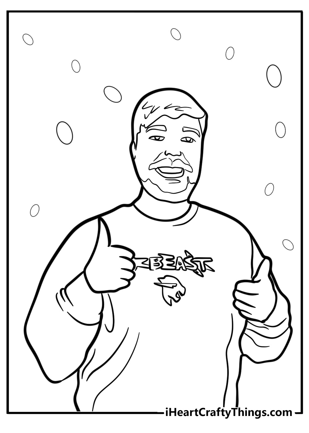 MrBeast with thumbs up coloring page for kids