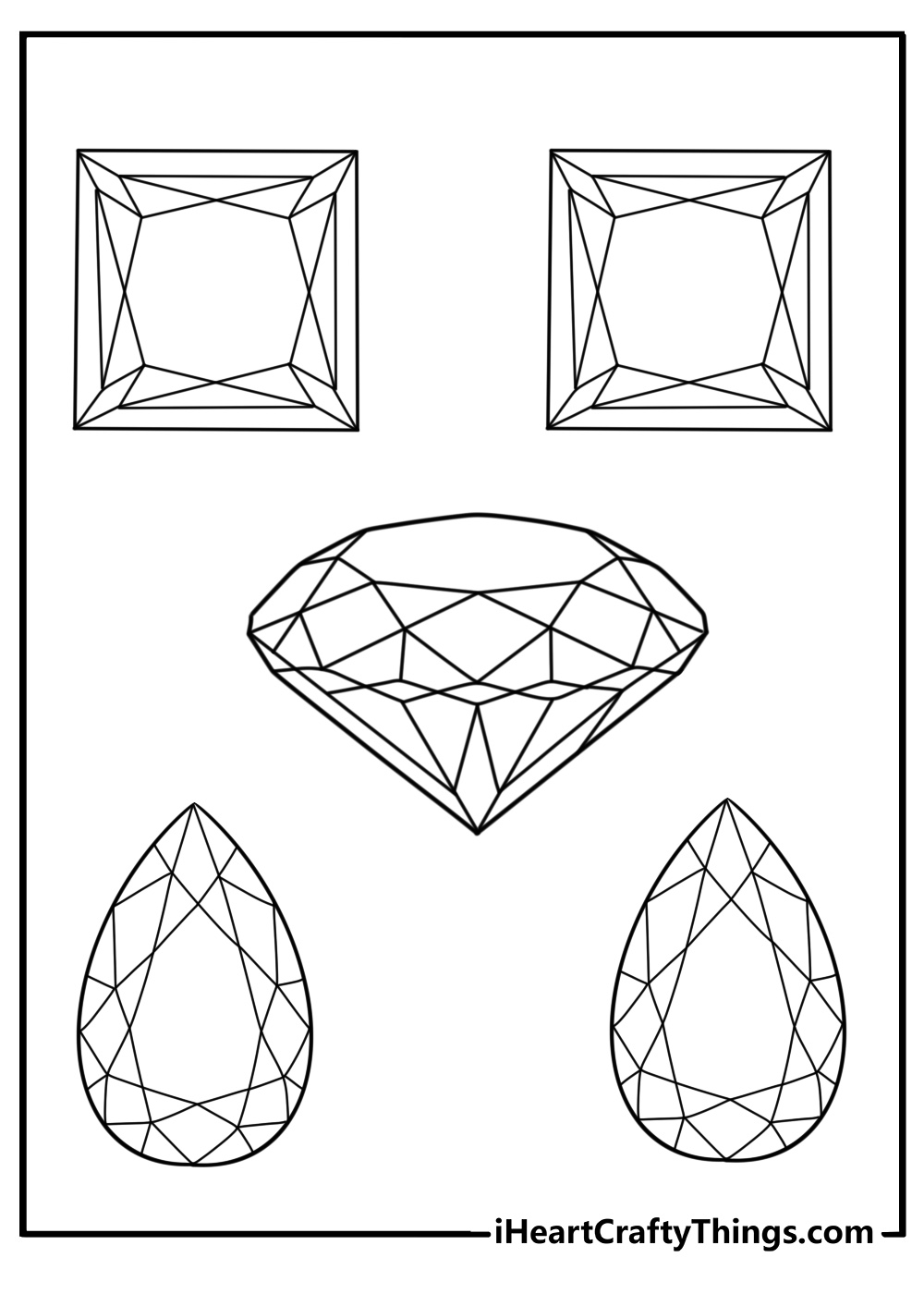 Multiple diamonds arranged in a pattern free coloring page pdf