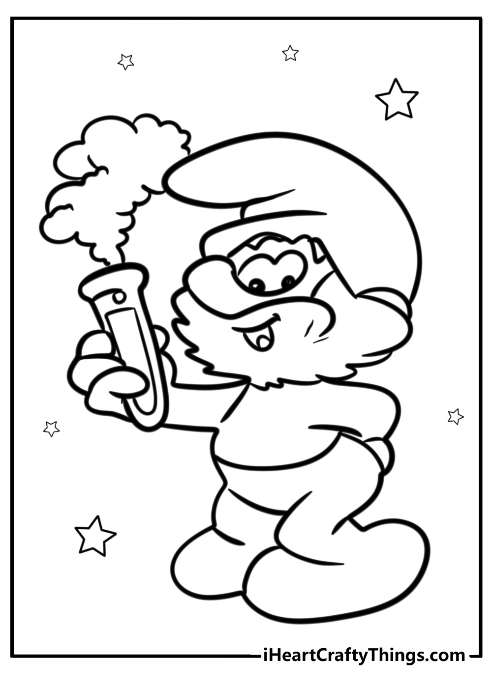 Papa smurf with his magic potion coloring page