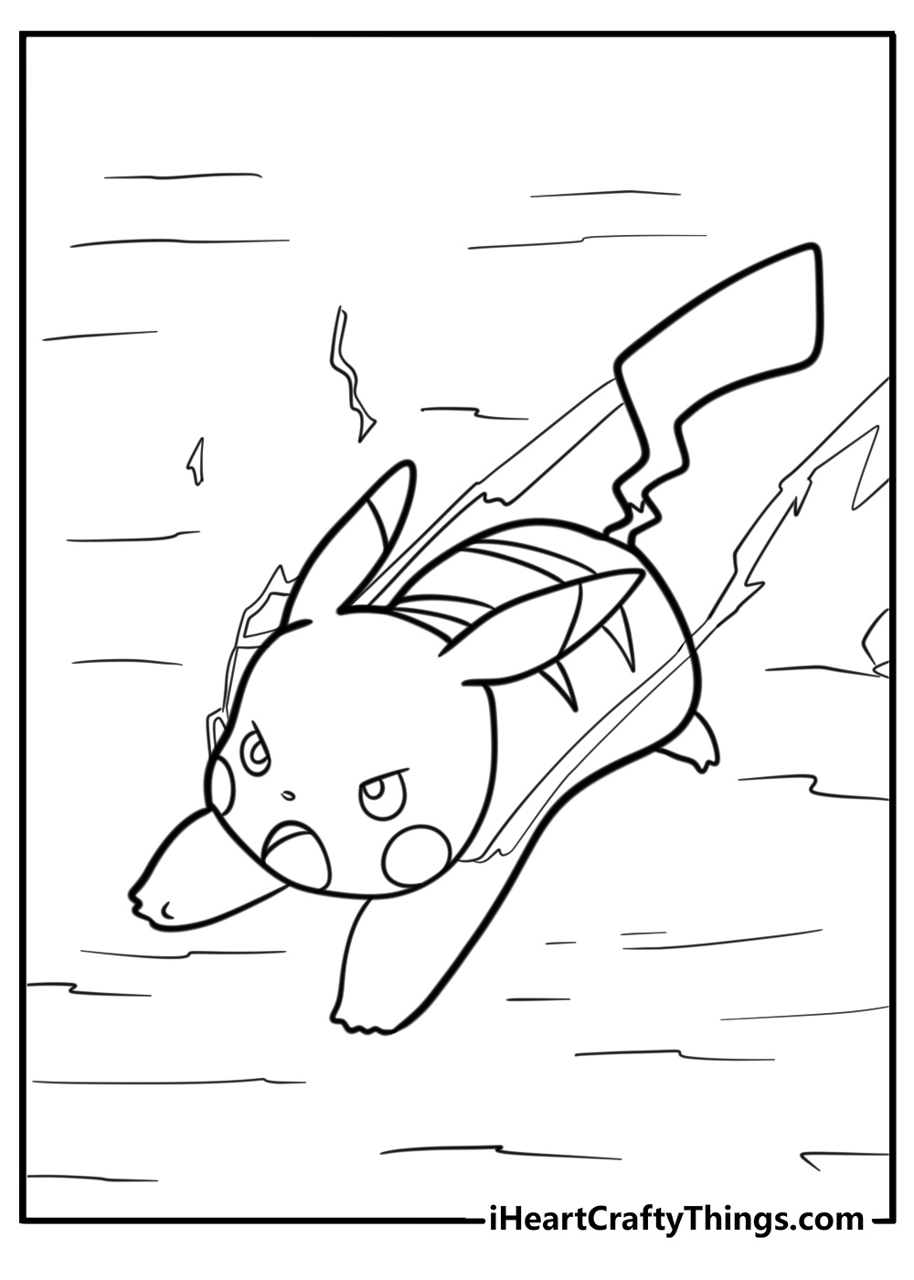 Pikachu using thunder attack free coloring page pdf 