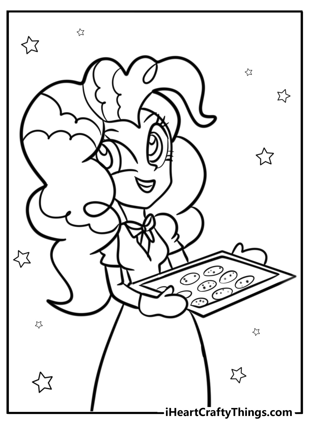 Pinkie pie baking cookies coloring page for kids