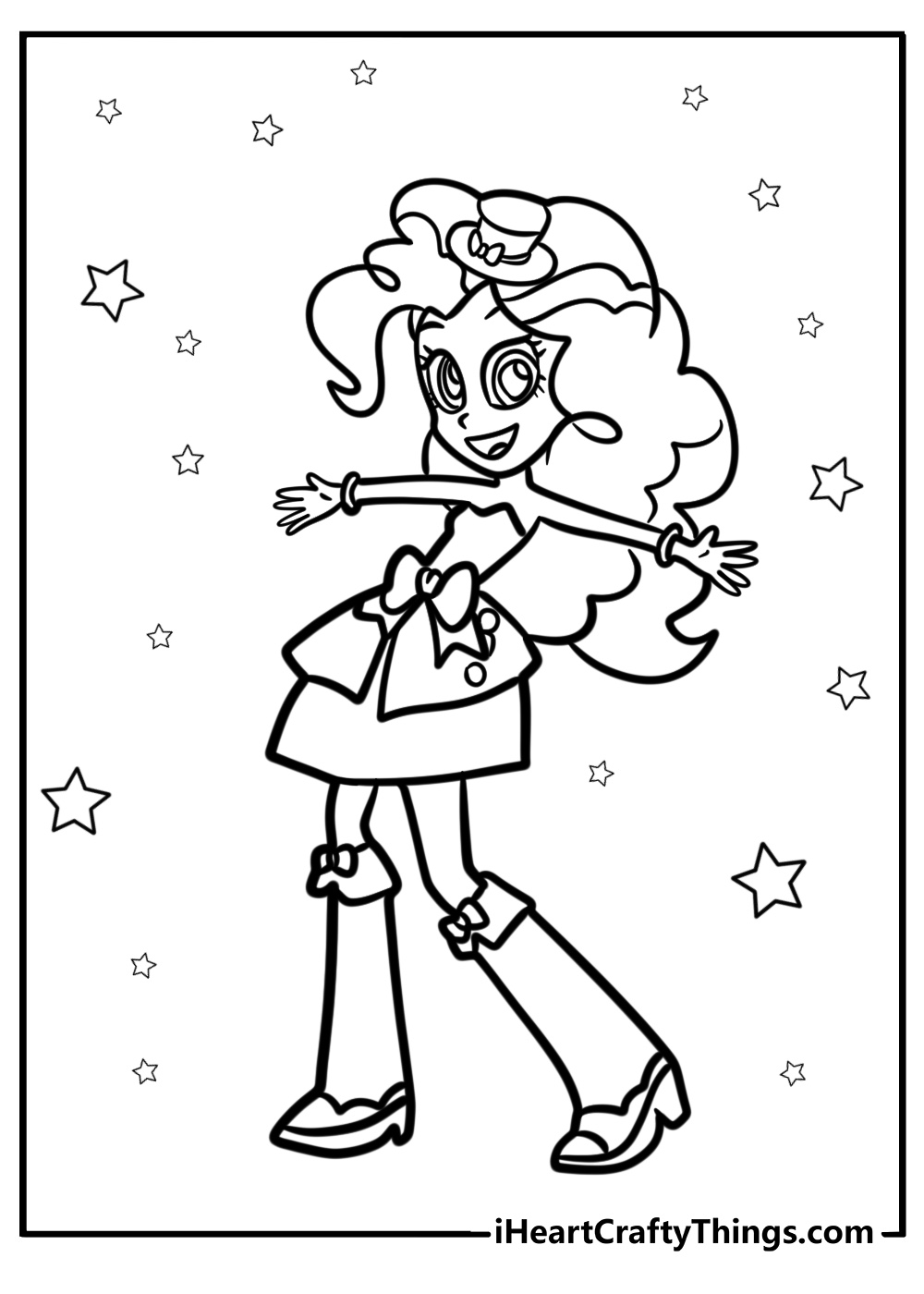 Pinkie pie throwing a party coloring page for kids