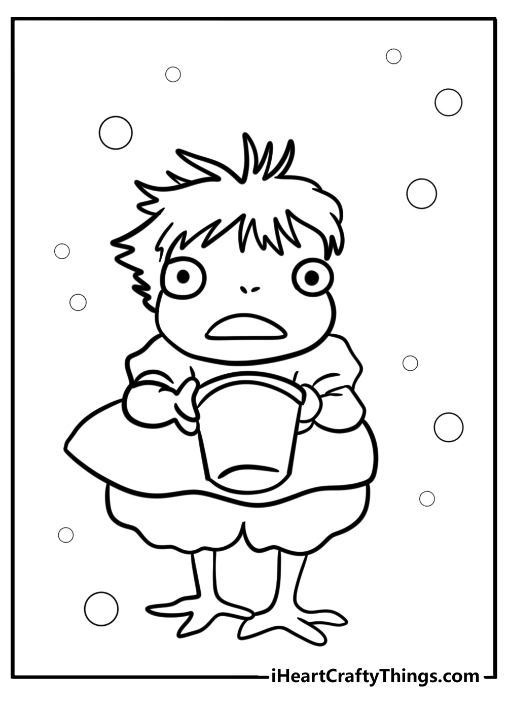 Ponyo transforming into a human free studio ghibli coloring page pdf