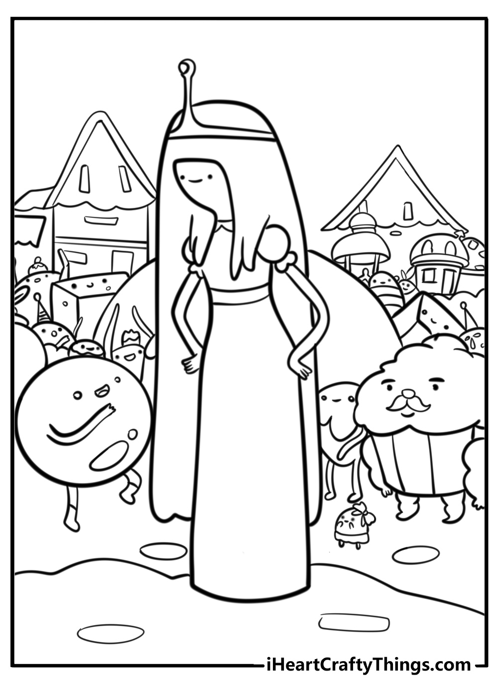 Princess bubblegum with candy kingdom free coloring page pdf