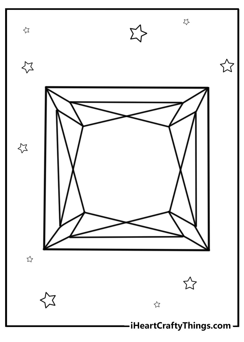 Princess cut diamond on display coloring page for kids