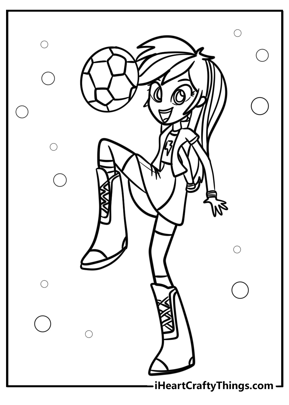 Rainbow dash kicking a soccer ball detailed coloring sheet