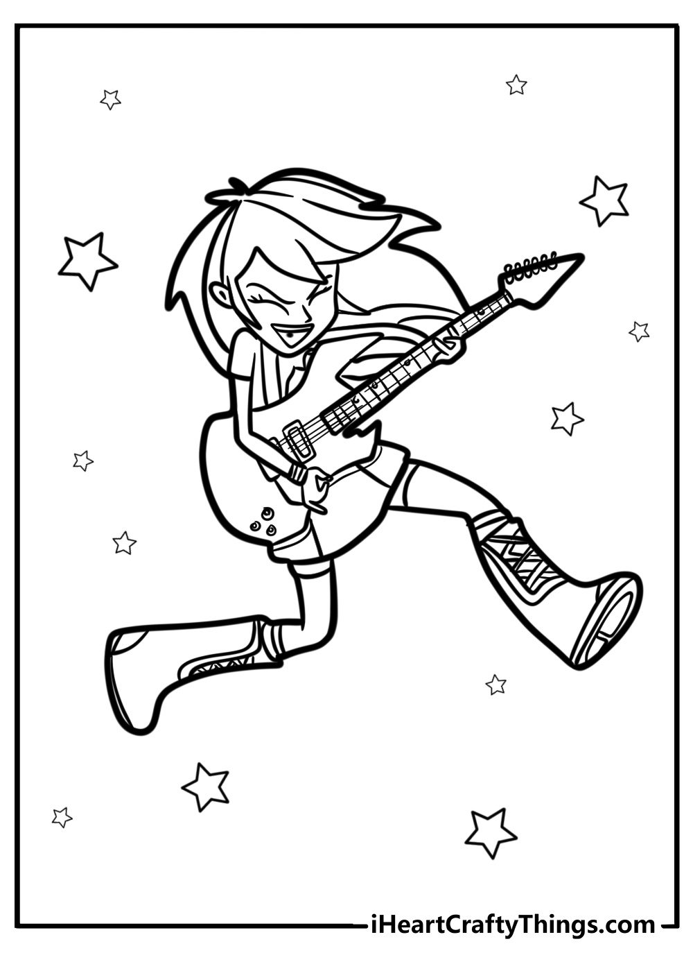 Rainbow dash playing guitar fun equestria girls coloring sheet