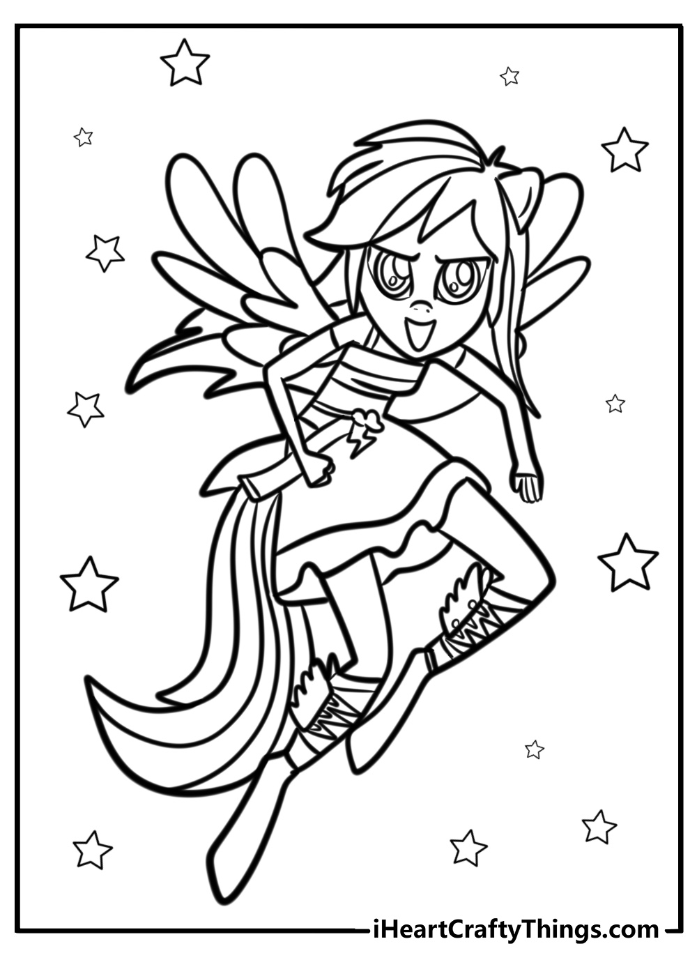 Rainbow dash ready for action fun coloring sheet