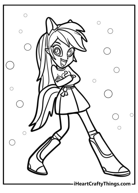Rainbow dash with her signature hairstyle detailed coloring sheet