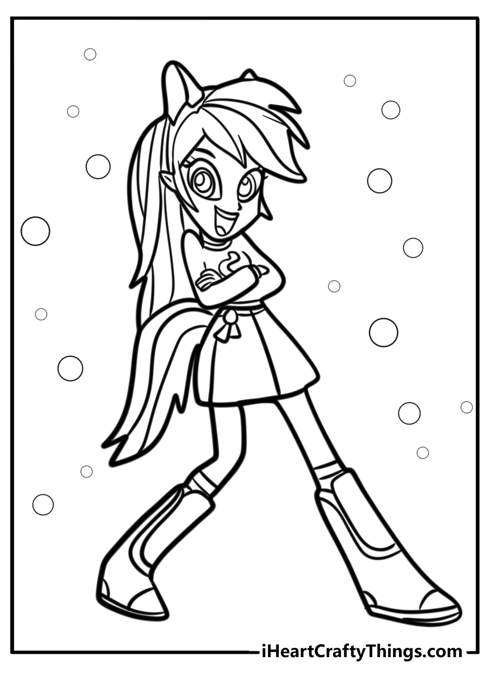 Rainbow dash with her signature hairstyle detailed coloring sheet