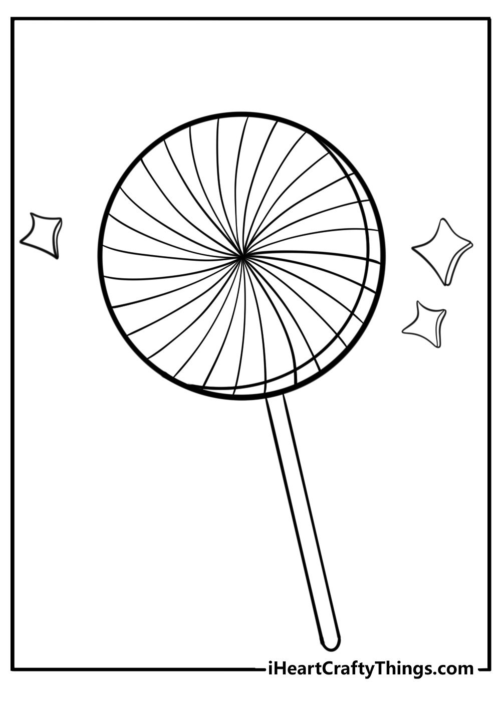 Rainbow lollipop with swirls printable coloring page