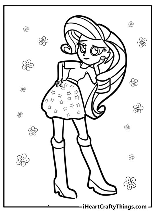 Rarity with her new design printable coloring page