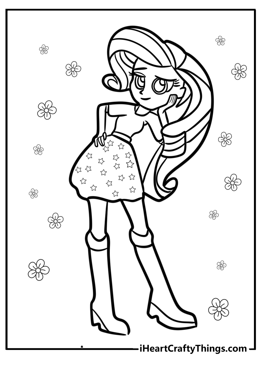 Rarity with her new design printable coloring page