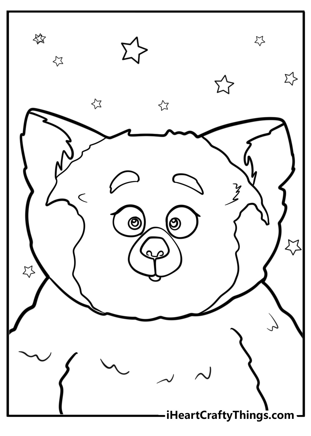 Red panda mei looking surprised free coloring page pdf