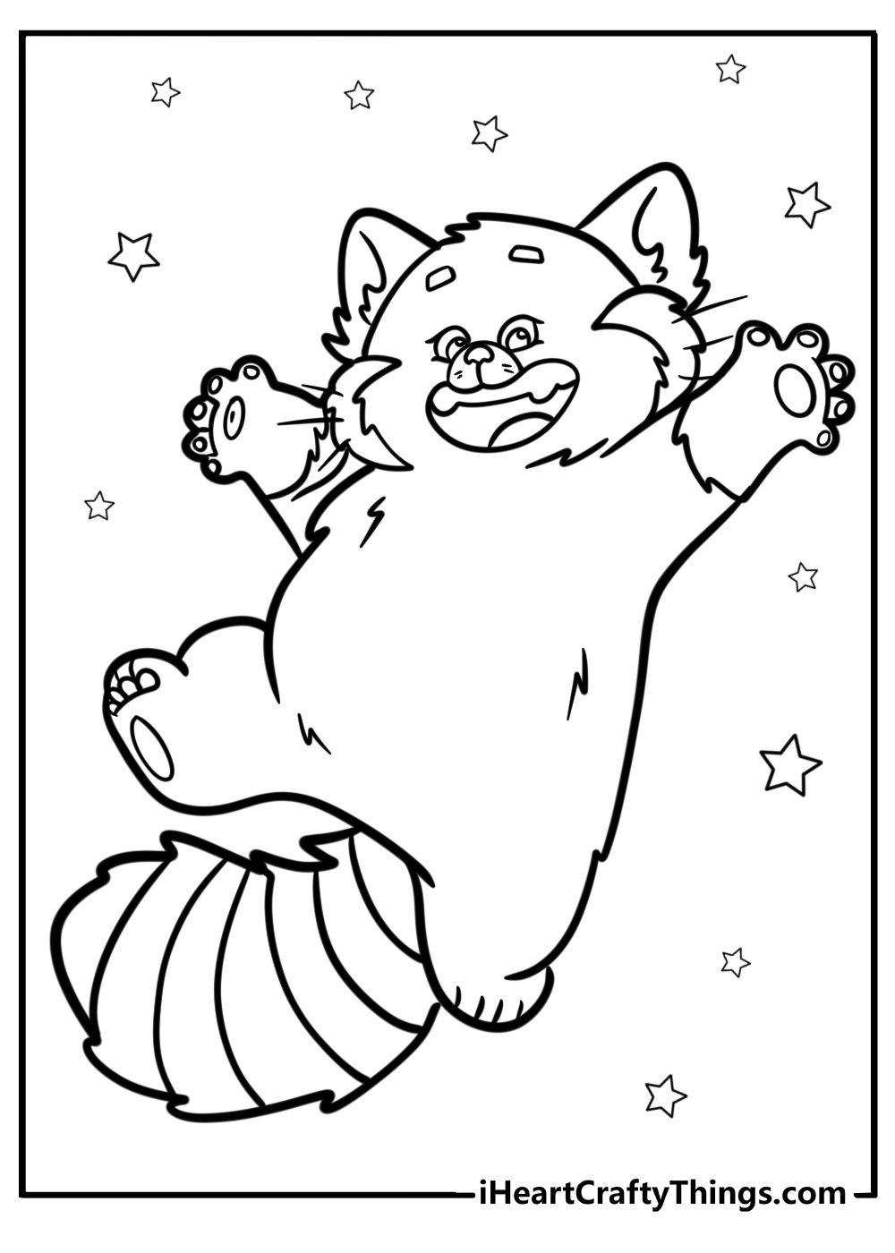 Red panda mei waving free turning red coloring page pdf