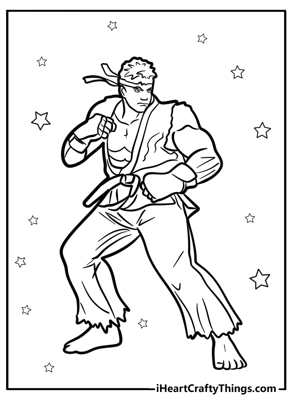 Ryu in a battle stance free smash bros coloring page pdf