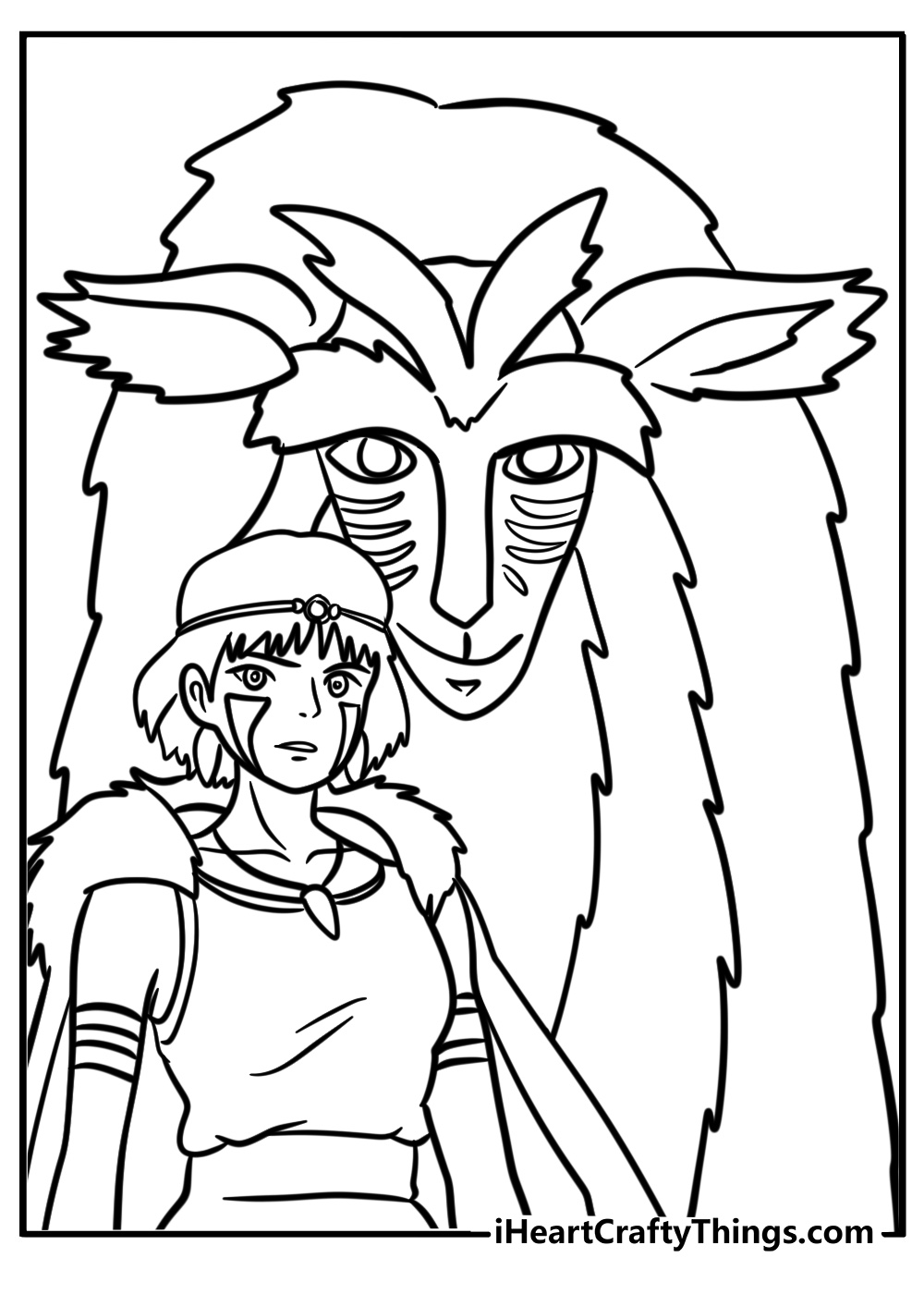 San and the forest spirit fun coloring sheet