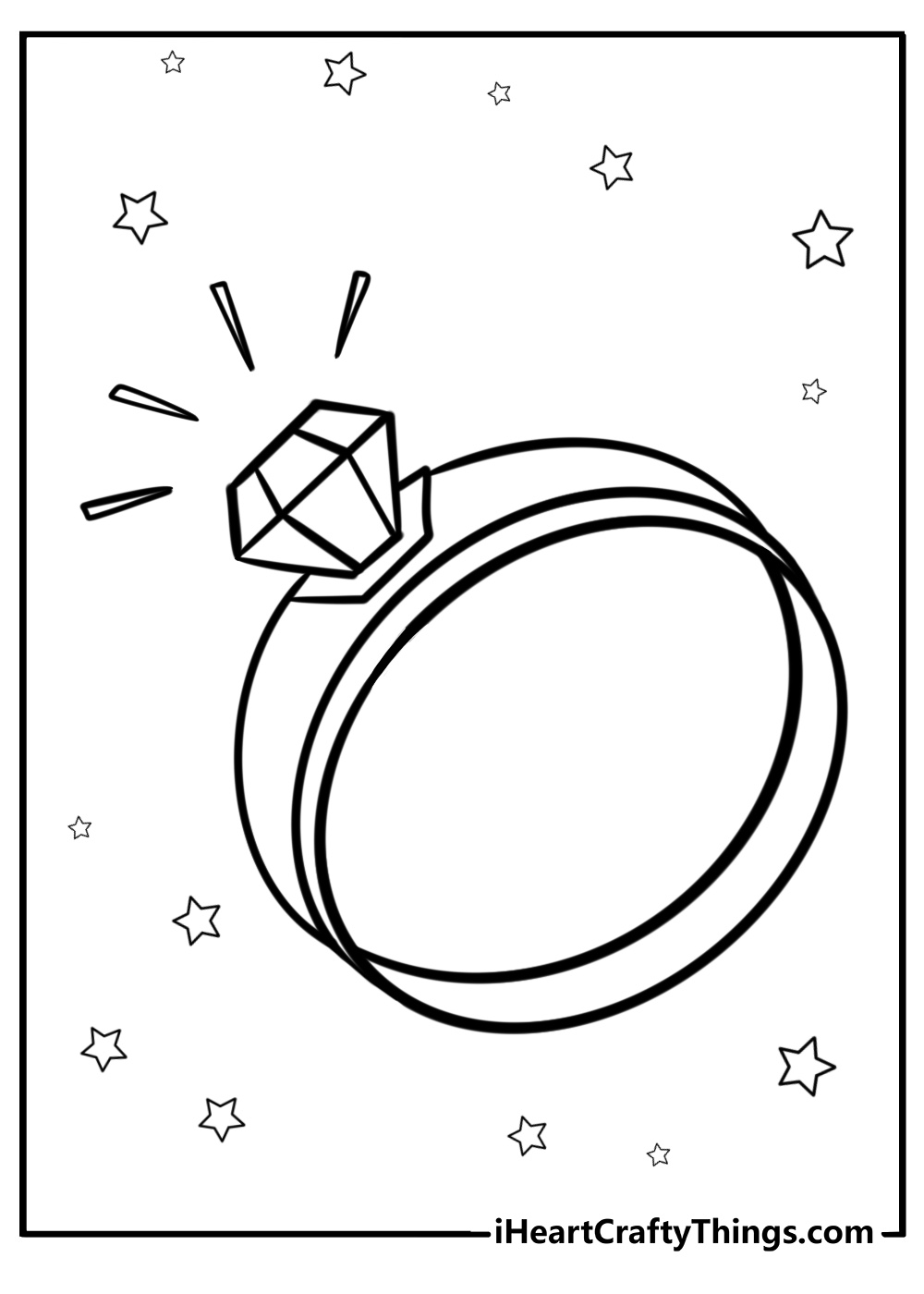 Shining diamond ring fun coloring sheet for kids