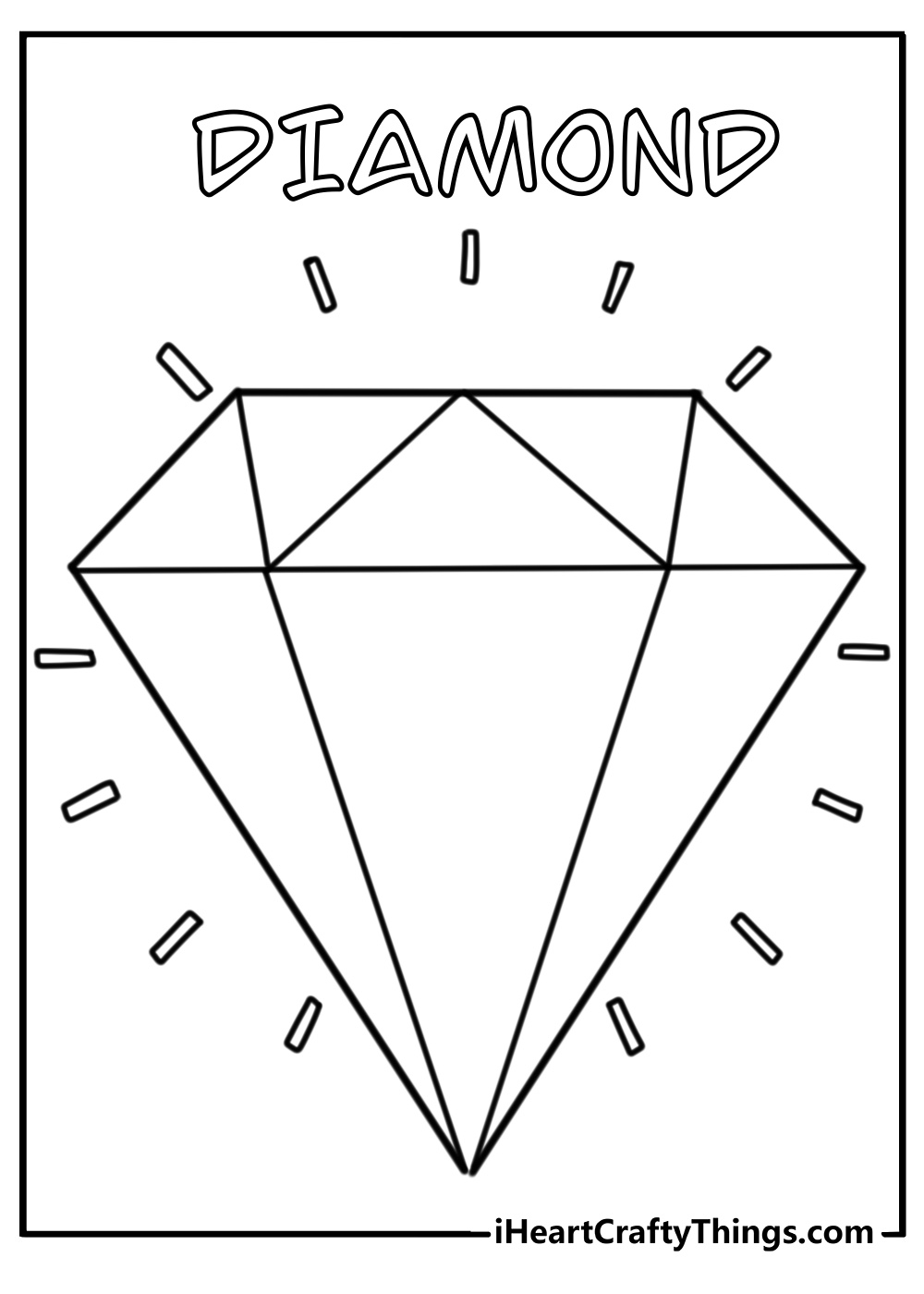 Shiny diamond sparkling coloring page for kids