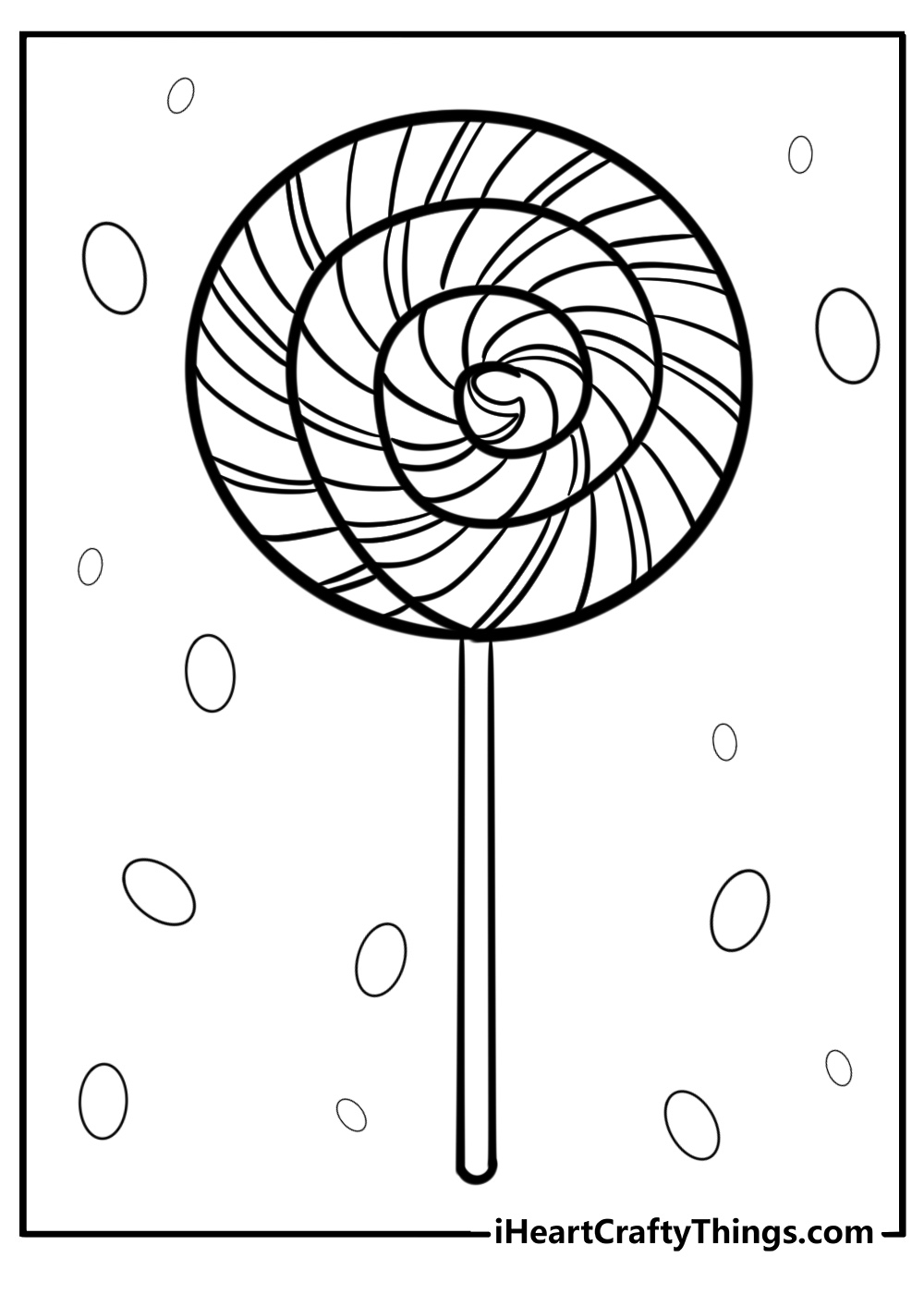 Simple round lollipop with swirls coloring page for kids