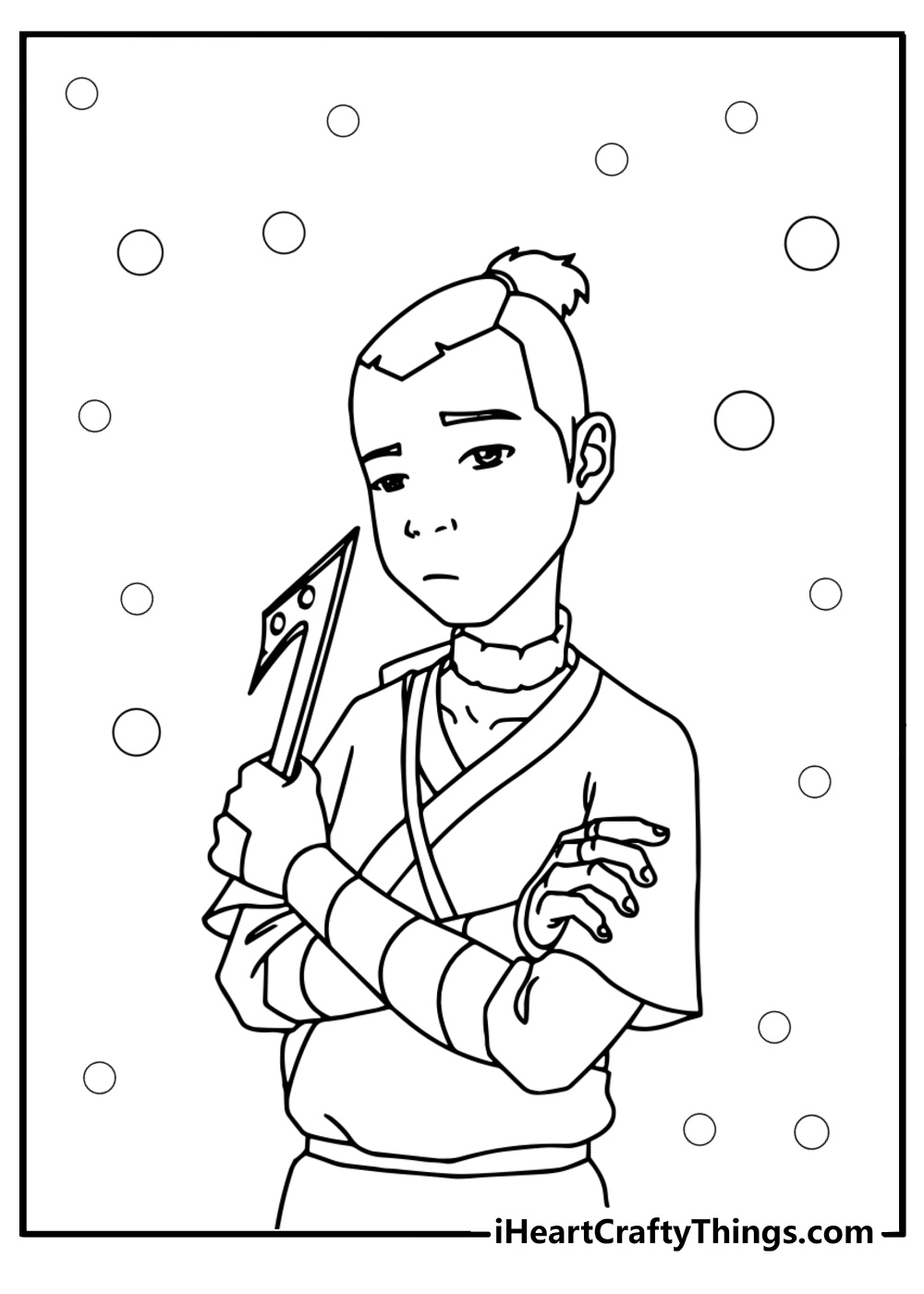 Sokka with his boomerang detailed coloring sheet