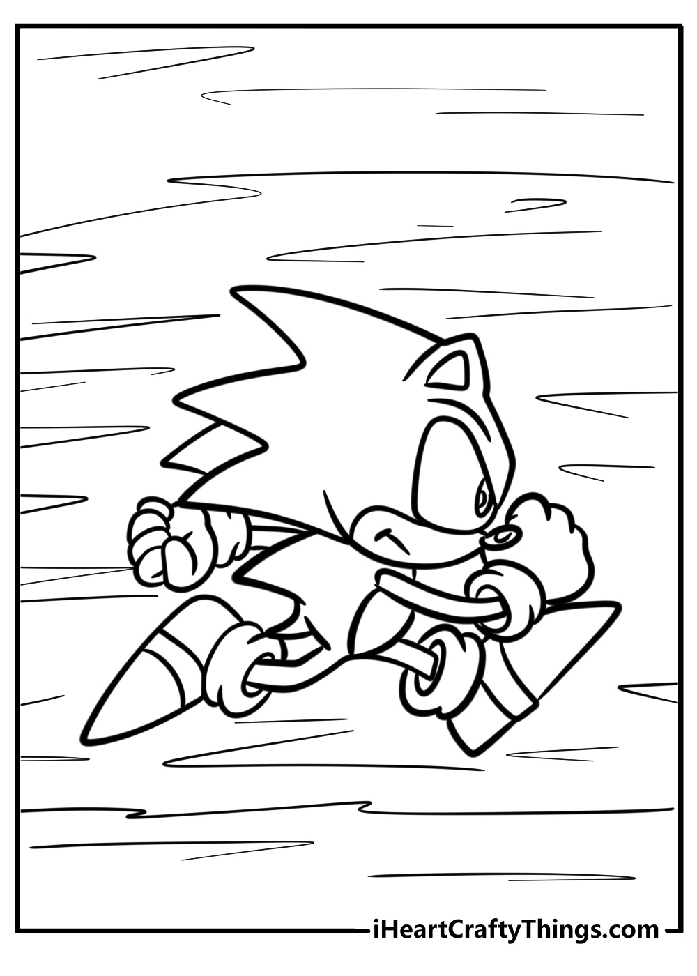 Sonic the hedgehog running at full speed fun coloring sheet