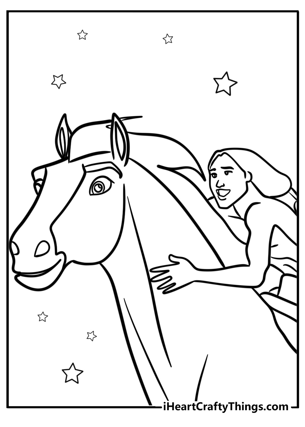 Spirit and little creek on an adventure fun coloring sheet